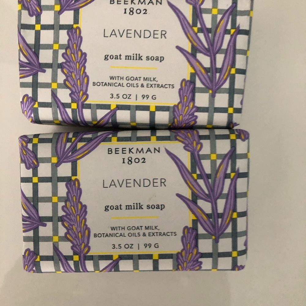 Beekman 1802 Lavender Goat Milk Soap — Purple & White Packaging